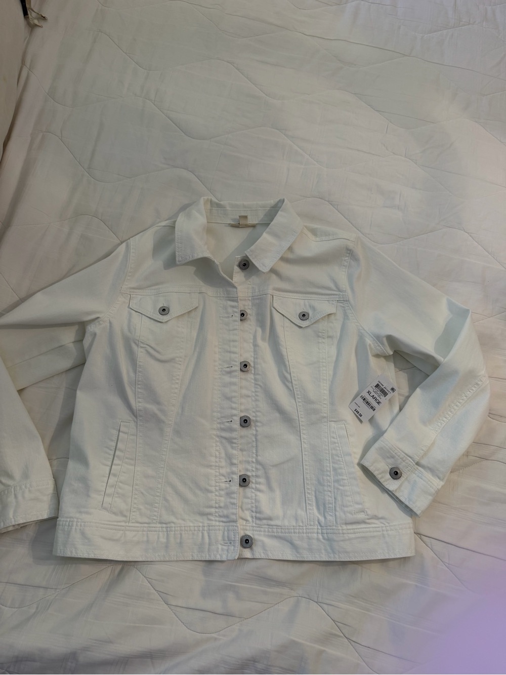 Style & Co. White Denim Jacket with Button Front